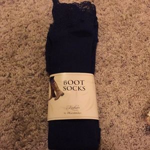 Navy blue/lace boot socks